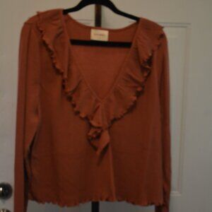 🌸 LOVEFOOL Rust Ruffle Long Bell Sleeve Top – NWT 🌸